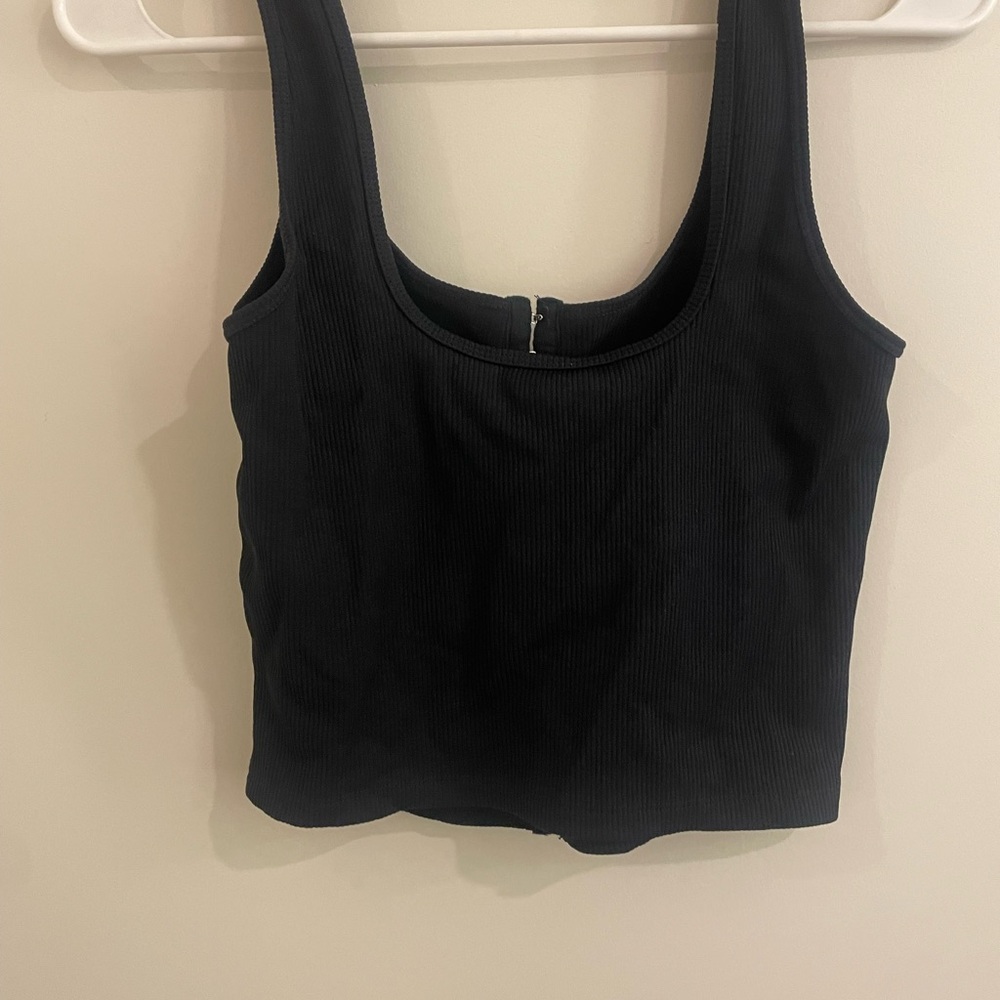 Abercrombie & Fitch Black Ribbed Hook-Front Tank - Picture 3 of 5